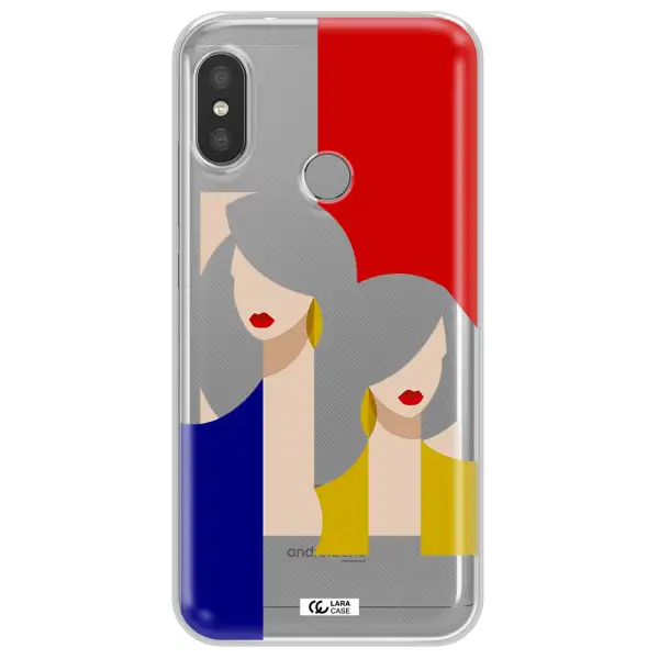 Abstract Two Female Portrait Xiaomi Redmi 6 Pro Clear TPU Case