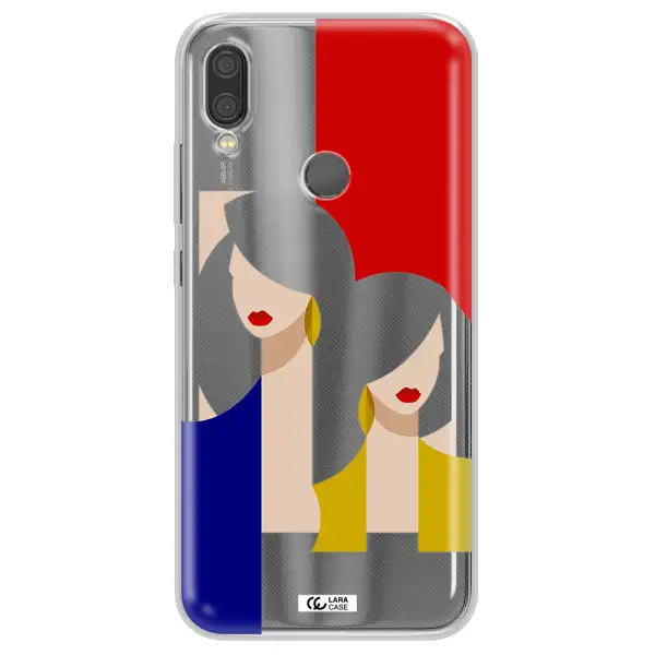 Abstract Two Female Portrait Xiaomi Redmi Note 7 Clear TPU Case