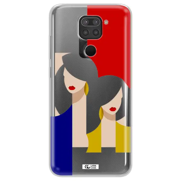Abstract Two Female Portrait Xiaomi Redmi Note 9 Clear TPU Case