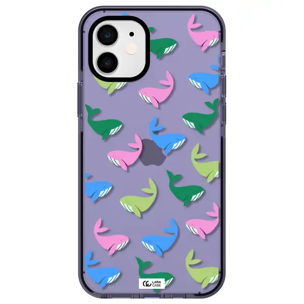 Colorful Whales Apple iPhone 11 impact Lilac Case