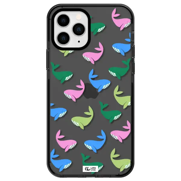 Colorful Whales Apple iPhone 11 pro max impact Smoke Black Case