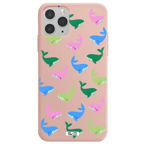 Colorful Whales Apple iPhone 11 pro max Silicone pastel pink Case