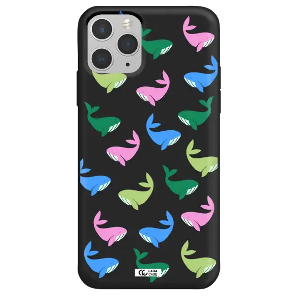 Colorful Whales Apple iPhone 11 pro Silicone black Case