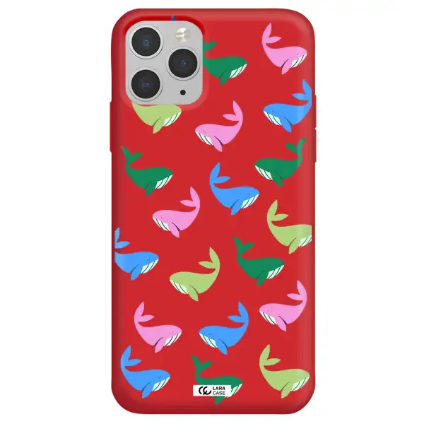 Colorful Whales Apple iPhone 11 pro Silicone Imperial Red Case