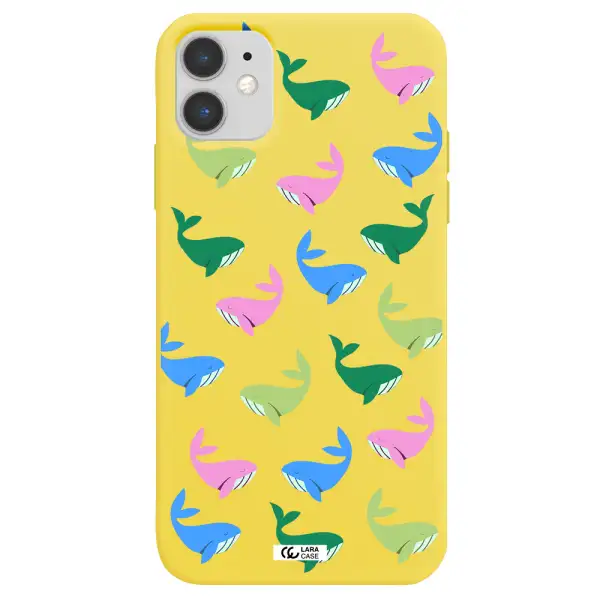 Colorful Whales Apple iPhone 11 Silicone canary yellow Case