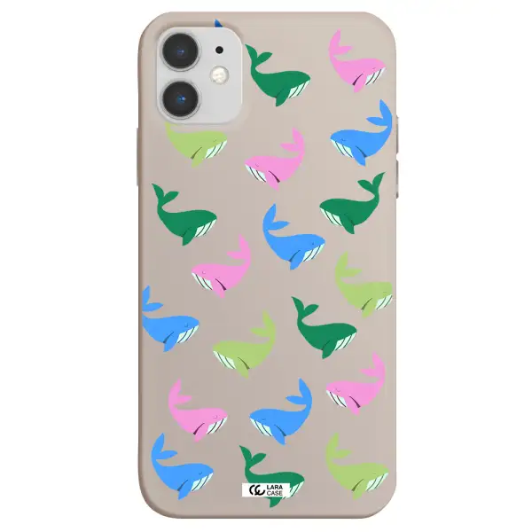 Colorful Whales Apple iPhone 11 Silicone Stone Case