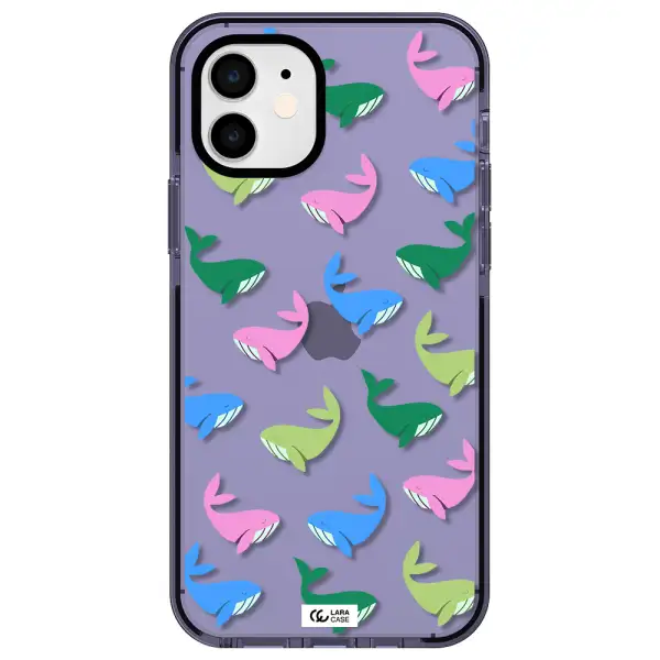 Colorful Whales Apple iPhone 12 impact Lilac Case
