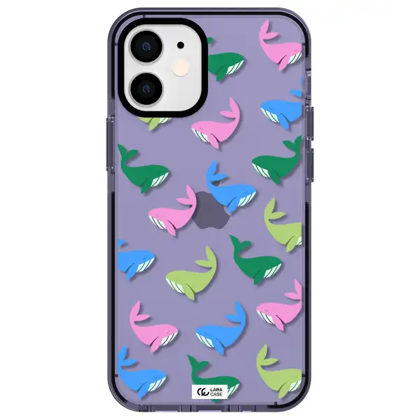 Colorful Whales Apple iPhone 12 mini impact Lilac Case
