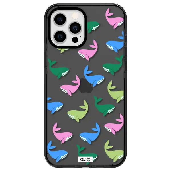 Colorful Whales Apple iPhone 12 pro max impact Smoke Black Case