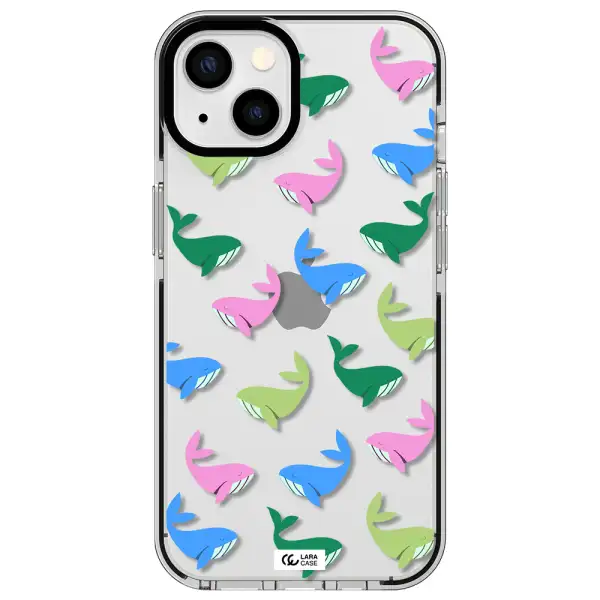 Colorful Whales Apple iPhone 13 impact black border Case