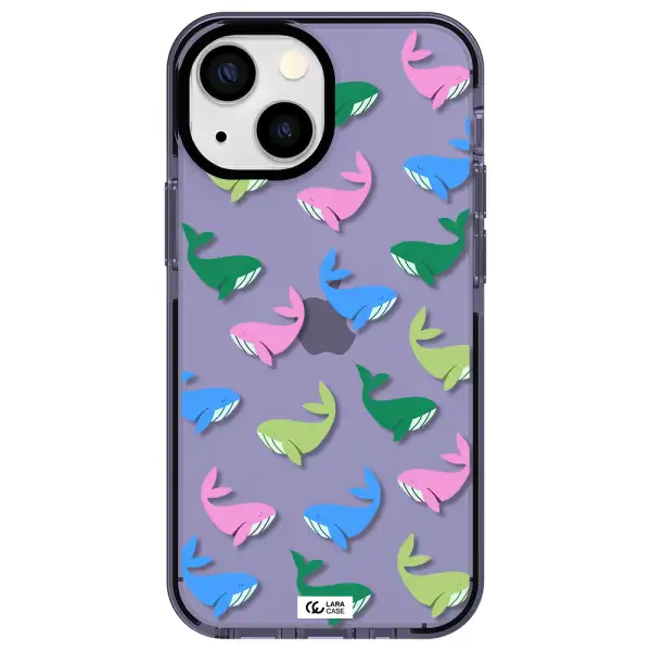 Colorful Whales Apple iPhone 13 mini impact Lilac Case