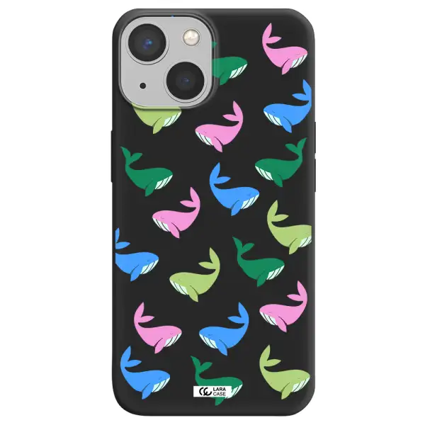 Colorful Whales Apple iPhone 13 mini Silicone black Case