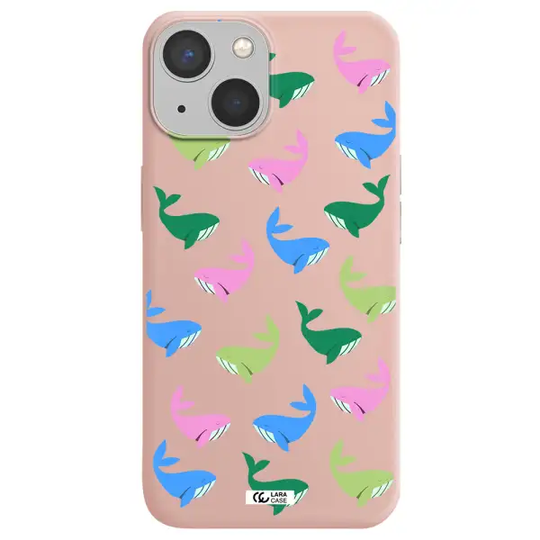 Colorful Whales Apple iPhone 13 mini Silicone pastel pink Case