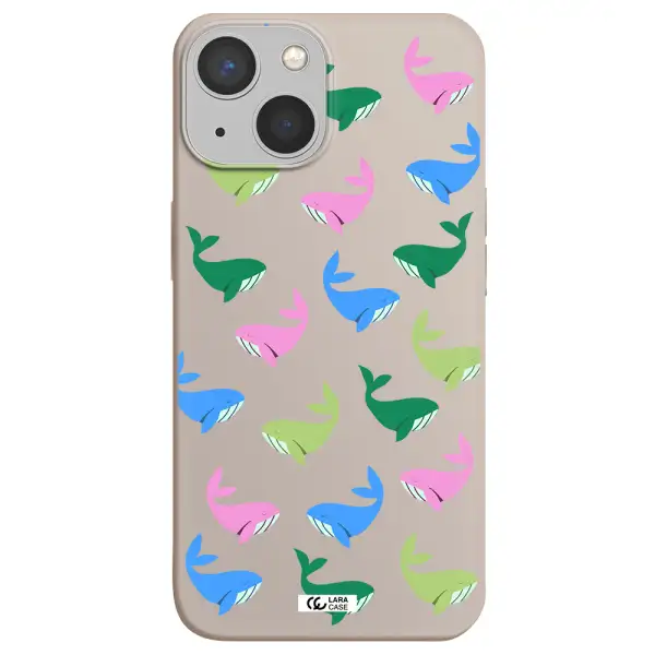 Colorful Whales Apple iPhone 13 mini Silicone Stone Case