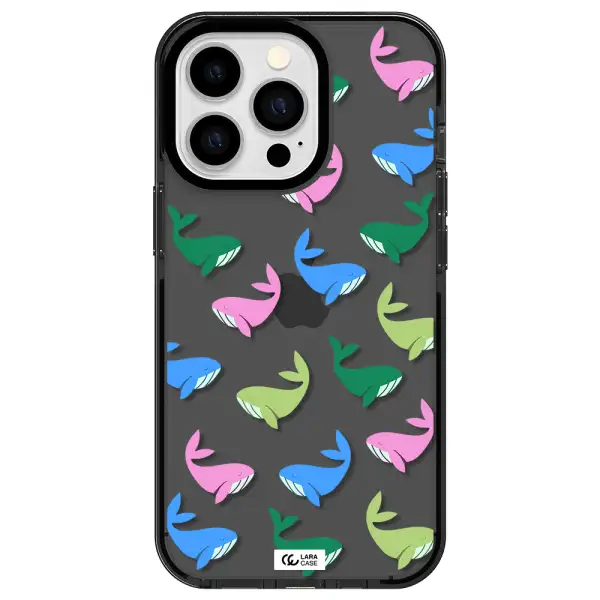 Colorful Whales Apple iPhone 13 Pro impact Smoke Black Case