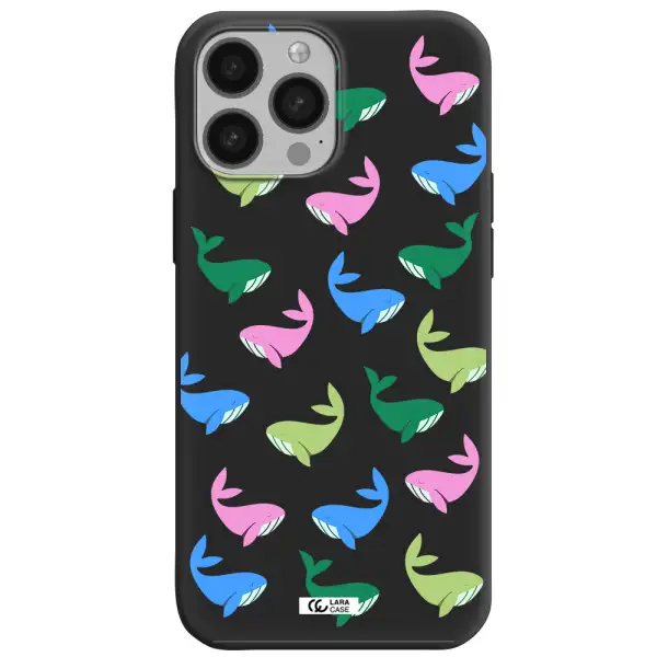 Colorful Whales Apple iPhone 13 Pro Max Silicone black Case