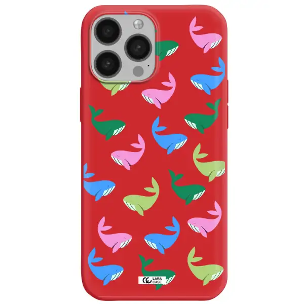 Colorful Whales Apple iPhone 13 Pro Max Silicone Imperial Red Case