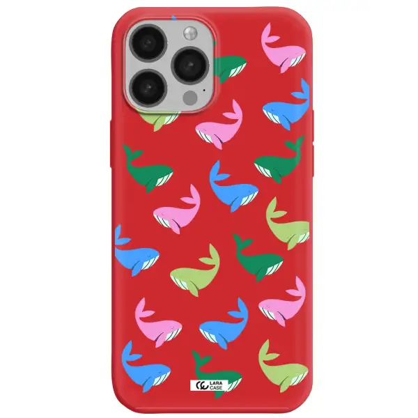 Colorful Whales Apple iPhone 13 Pro Silicone Imperial Red Case