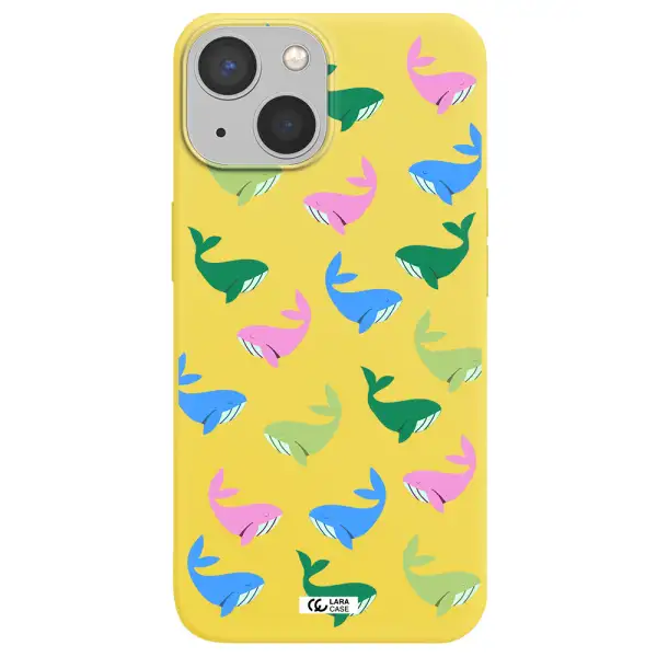 Colorful Whales Apple iPhone 13 Silicone canary yellow Case