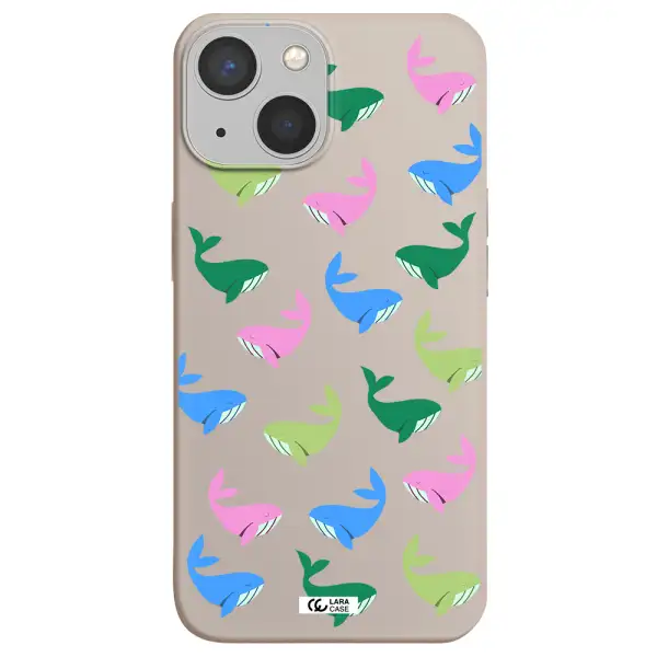 Colorful Whales Apple iPhone 13 Silicone Stone Case