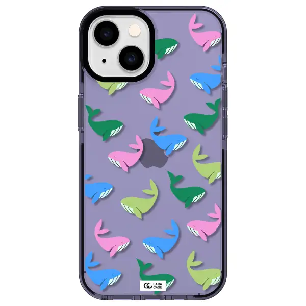 Colorful Whales Apple iPhone 14 impact Lilac Case