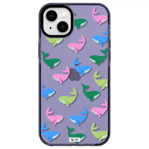 Colorful Whales Apple iPhone 14 plus impact Lilac Case