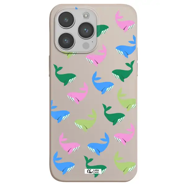 Colorful Whales Apple iPhone 14 pro Silicone Stone Case