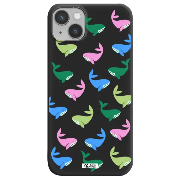 Colorful Whales Apple iPhone 14 Silicone black Case