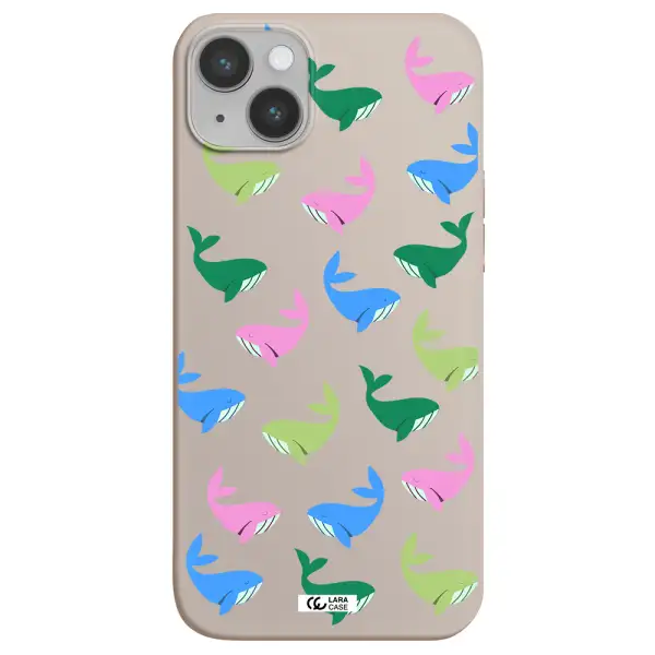 Colorful Whales Apple iPhone 14 Silicone Stone Case