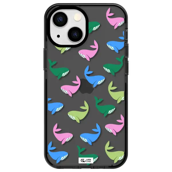 Colorful Whales Apple iPhone 15 impact Smoke Black Case
