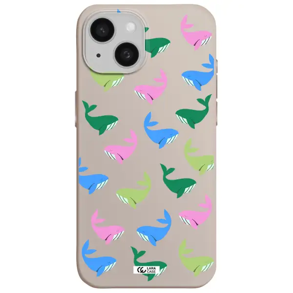 Colorful Whales Apple iPhone 15 Silicone Stone Case