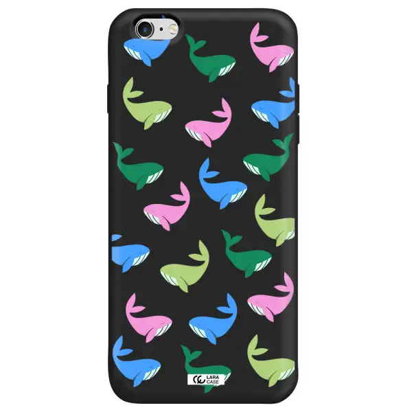 Colorful Whales Apple iPhone 6 plus Silicone black Case