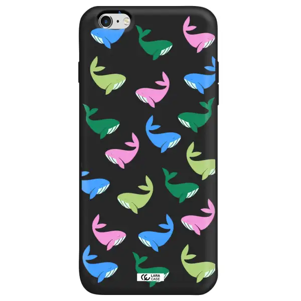 Colorful Whales Apple iPhone 6 s plus Silicone black Case
