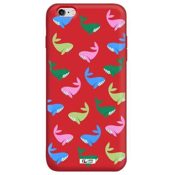 Colorful Whales Apple iPhone 6 s plus Silicone Imperial Red Case
