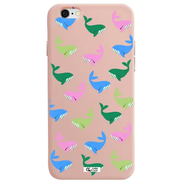 Colorful Whales Apple iPhone 6 Silicone pastel pink Case