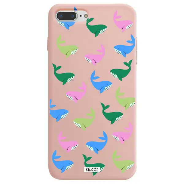 Colorful Whales Apple iPhone 7 plus Silicone pastel pink Case