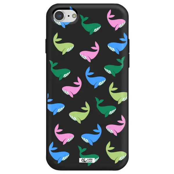 Colorful Whales Apple iPhone 7 Silicone black Case