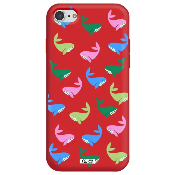 Colorful Whales Apple iPhone 7 Silicone Imperial Red Case