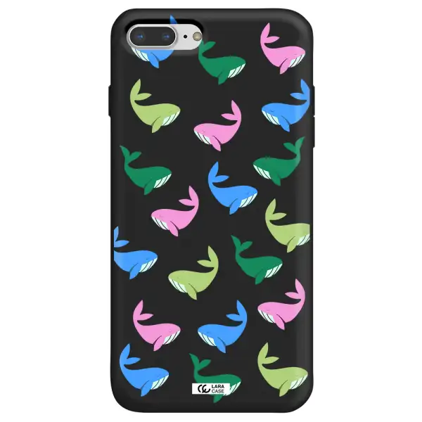 Colorful Whales Apple iPhone 8 plus Silicone black Case