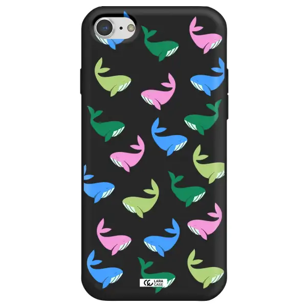 Colorful Whales Apple iPhone 8 Silicone black Case