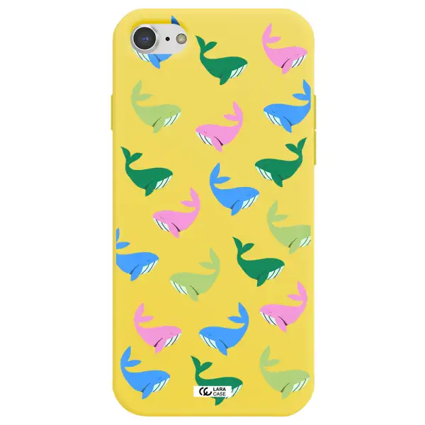 Colorful Whales Apple iPhone 8 Silicone canary yellow Case