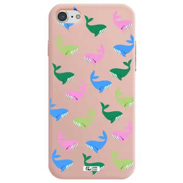 Colorful Whales Apple iPhone 8 Silicone pastel pink Case