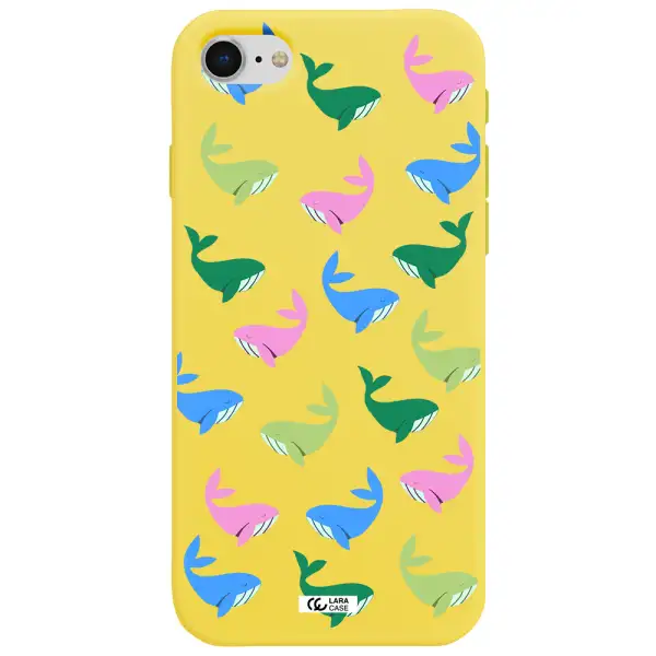 Colorful Whales Apple iPhone se 2020 Silicone canary yellow Case