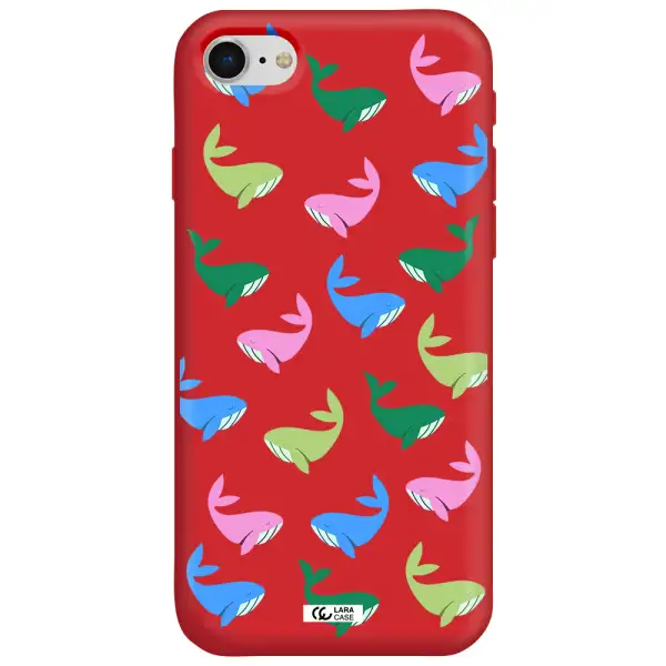 Colorful Whales Apple iPhone se 2020 Silicone Imperial Red Case