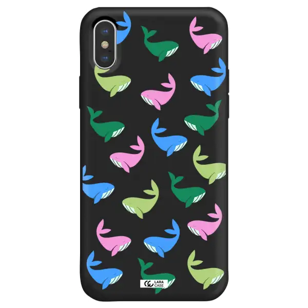 Colorful Whales Apple iPhone X Silicone black Case