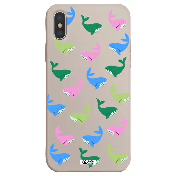 Colorful Whales Apple iPhone X Silicone Stone Case