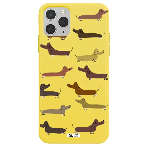 Dachshund Dogs Apple iPhone 11 pro Silicone canary yellow Case