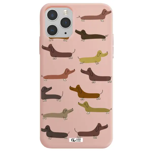 Dachshund Dogs Apple iPhone 11 pro Silicone pastel pink Case