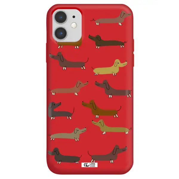 Dachshund Dogs Apple iPhone 11 Silicone Imperial Red Case