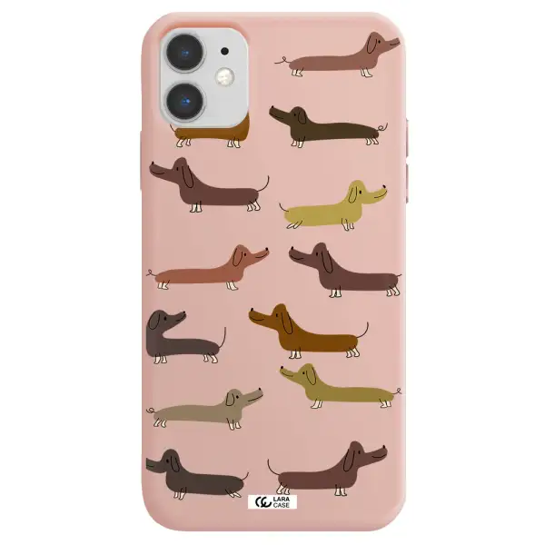 Dachshund Dogs Apple iPhone 11 Silicone pastel pink Case